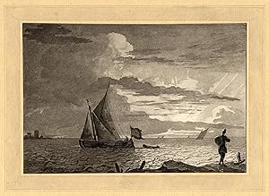 Antique Master Print-MARINE-SUNRISE-SHIP-Ploos van Amstel/Brouwer-Bakhuizen-1779