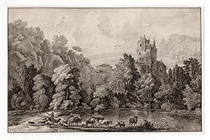 Antique Master Print-CASTLE-VALLEY-van Amstel/Brouwer-Van der Meer de Jonge-1784