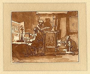 Antique Master Print-CANDLE-WOOD STOVE-Ploos van Amstel/Brouwer-Luyken-1782