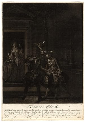 Antique Master Print-NIGHTSCENE-SABRE-THREAT-CANDLE-Ploos van Amstel-Troost-1759