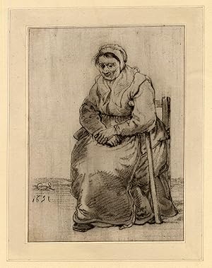 Antique Master Print-GENRE-WOMAN-SEATED-Bijlaert-Saftleven-ca. 1765