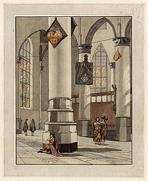 Antique Master Print-CHURCH INTERIOR-Ploos van Amstel/Schreuder-Saenredam-1774