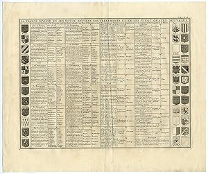 Antique Print-CHART-GOVERNMENT-FRANCE-DIVISION-COAT OF ARMS-Chatelain-1732