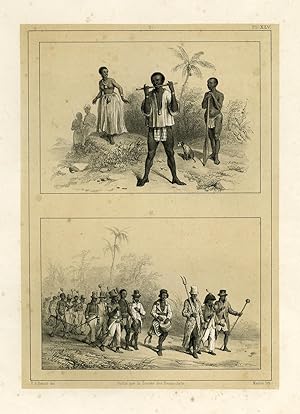 Antique Print-SURINAME-SLAVERY-MAROON-MUSIC-MARCH-Madou-Benoit-1839
