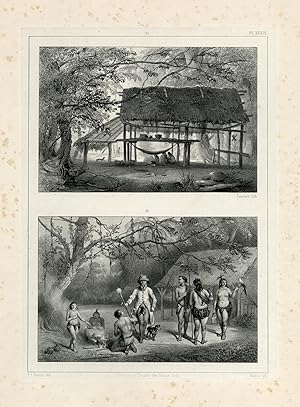 Antique Print-SURINAME-FAMILY-HOME-SLAVERY-Madou-Benoit-1839