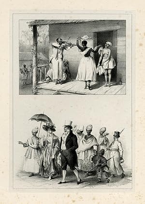 Antique Print-SURINAME-SLAVERY-COSTUME-FIDDLER-Madou-Benoit-1839