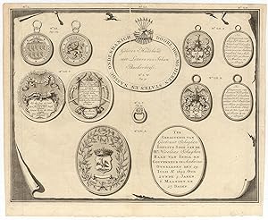 VOC Antique Print-PLAQUE-COAT OF ARMS-SIGNET RING-AMBON-Valentijn-1726