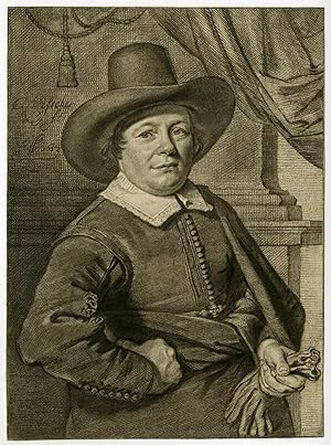 Antique Master Print-PORTRAIT-MAN-PRINTDRAWING-C. Visscher-Van Noorde -1769