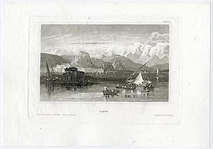 Antique Print-CORFU-GREEK ISLAND-VLACHERNA MONASTERY-BOATS-Anonymous-c. 1870