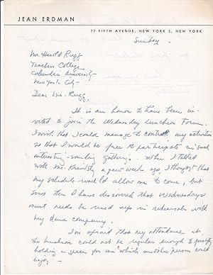AUTOGRAPH LETTER TO EDUCATOR HAROLD RUGG SIGNED BY MODERN DANCE CHOREOGRAPHER AND AVANT-GARDE THE...