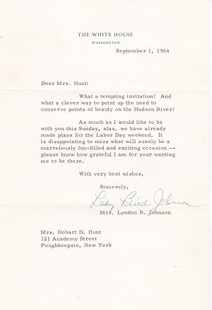TYPED LETTER SIGNED AS FIRST LADY OF THE UNITED STATES BY LADY BIRD JOHNSON.
