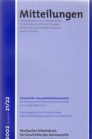 Imagen del vendedor de Germanistik - eine politische Wissenschaft. Nr. 21/22. Mitteilungen. Marbacher Arbeitskreis fr Geschichte der Germanistik. a la venta por Fundus-Online GbR Borkert Schwarz Zerfa