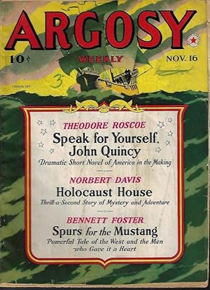 Imagen del vendedor de ARGOSY Weekly: November, Nov. 16, 1940 ("Satans on Saturn"; "Holocaust House") a la venta por Books from the Crypt