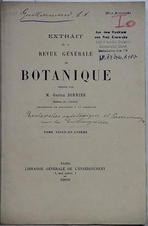 Recherches cytologiqueset taxonomiques sur les Endomycetees (= Extrait de la Revue Generale de Bo...