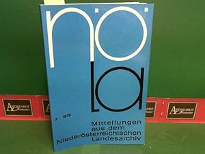 Bild des Verkufers fr NLA - Mitteilungen aus dem Niedersterreichischen Landesarchiv - 1978, Heft 2. zum Verkauf von Antiquariat Deinbacher