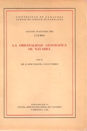 Imagen del vendedor de La originalidad geografica de Navarra . a la venta por Librería Astarloa