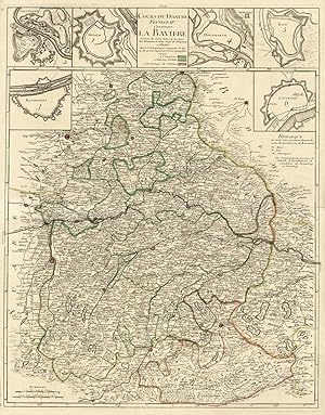 Seller image for Cours Du Danube Feuille IIe. Contenant La Baviere Suivant les Cartes faites sur les lieux. Par Homann et Seuter Geoes. de l'Empereur A Paris Chez le Sr. le Rouge Ingenr. Geographe du Roy rue des grands Augustins vis a vis le panier fleuri 1742.':. for sale by Antiquariat Norbert Haas