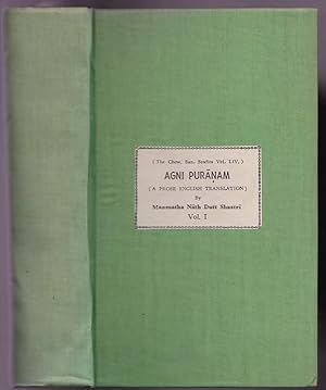 Bild des Verkufers fr Agni Puranam. A prose English translation (from the Sanskrit). zum Verkauf von Plesse Antiquariat Minzloff
