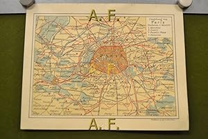 Bild des Verkufers fr Plan von Paris und Umgebung, 1 : 160.000 (ca. 29 x 23 cm) Rckseite: Die Aufmarschzone der Deutschen Armee zum Verkauf von Antiquarische Fundgrube e.U.