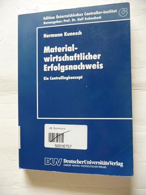 Bild des Verkufers fr Materialwirtschaftlicher Erfolgsnachweis : ein Controllingkonzept zum Verkauf von Gebrauchtbcherlogistik  H.J. Lauterbach