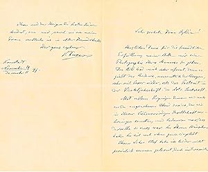 Handschriftlich verfasster Brief an Thérèse Gylden, die Witwe des schwedischen Astronomen Hugo Gy...