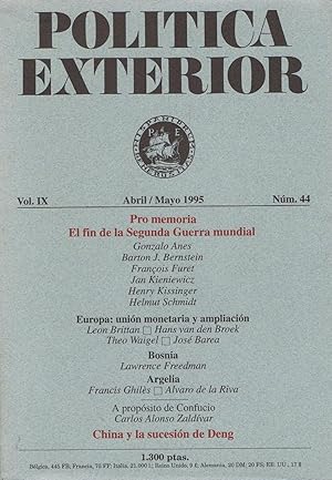 Seller image for POLTICA EXTERIOR. Revista Bimestral. Vol. IX. Abril / Mayo 1995. N 44. for sale by Librera Torren de Rueda