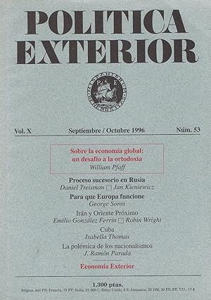 Seller image for POLTICA EXTERIOR. Revista Bimestral. Vol. X. Septiembre / Octubre 1996. N 53. for sale by Librera Torren de Rueda