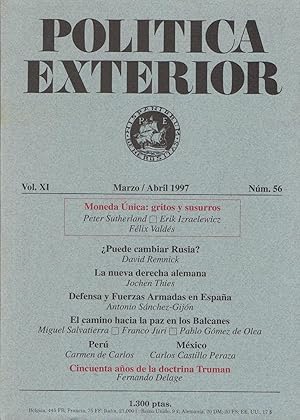 Seller image for POLTICA EXTERIOR. Revista Bimestral. Vol. XI. Marzo / Abril 1997. N 56. for sale by Librera Torren de Rueda