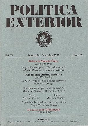 Seller image for POLTICA EXTERIOR. Revista Bimestral. Vol. XI. Septiembre / Octubre 1997. N 59. for sale by Librera Torren de Rueda