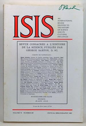Seller image for ISIS: An International Review Devoted to the History of Science and Its Cultural Influences, Volume 76, Number 285. Critical Bibliography 1985 for sale by Cat's Cradle Books