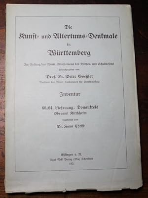 Seller image for Die Kunst- und Altertums-Denkmale im Knigreich Wrttemberg Inventar. 60./64 . Lieferung: Donaukreis Oberamt Kirchheim for sale by Antiquariat im OPUS, Silvia Morch-Israel