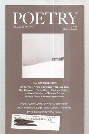 Image du vendeur pour Poetry Volume CLXXXIII Number 3 December 2003 mis en vente par biblioboy