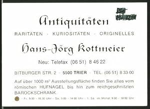 Vertreterkarte Trier, Antiquitäten Hans-Jörg Kottmeier, Bitburger Str. 2, rücksetig Geschäftshaus