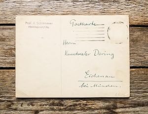 Handschriftliche Postkarte an den Maler Josef Dering.