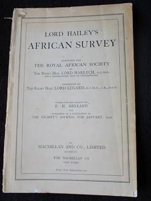 Lord Hailey's African survey, surveyed for The Royal African Society by .