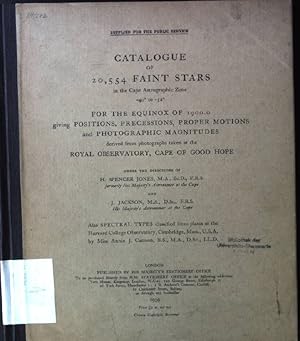 Catalogue of 20,554 Faint Stars in the Cape Astrographic Zone -40° to -52°, for the Equinox of 19...