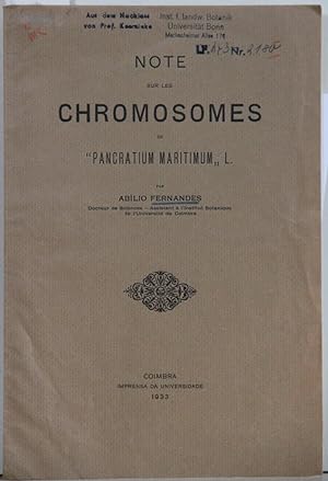 Bild des Verkufers fr Note sur les chromosomes de "Pancratium Maritimum" L. Offprint. Widmungsexemplar. zum Verkauf von Antiquariat  Braun