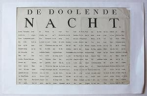 [Antique game, letterpress] Puzzle 'De Doolende Nacht', published ca. 1786.
