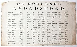 [Antique game, letterpress] Puzzle 'De Doolende Avondstond', published 1786.