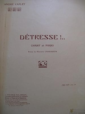 Image du vendeur pour CAPLET Andr Dtresse ! Chant Piano 1919 mis en vente par partitions-anciennes