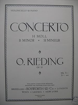 Immagine del venditore per RIEDING Oscar Concerto Violoncelle Piano 1909 venduto da partitions-anciennes