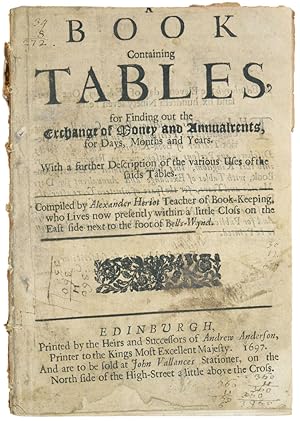A Book containing Tables for finding out the Exchange of Money and Annualrents [sic], for Days, M...