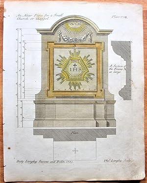 Image du vendeur pour Antique Copperplate Engraving: Altar Piece for a Small Church 107 mis en vente par Ken Jackson