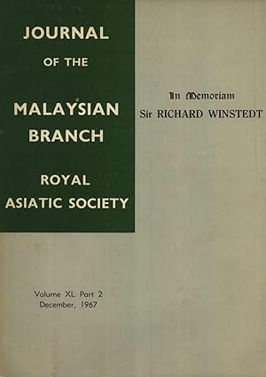 Bild des Verkufers fr In Memoriam: Sir Richard Winstedt (Journal of the Malaysian Branch of the Royal Asiatic Society, Volume 40, Part 2) zum Verkauf von Masalai Press