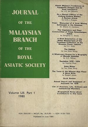 Immagine del venditore per Journal of the Malaysian Branch of the Royal Asiatic Society, Volume 53, Part 1 venduto da Masalai Press