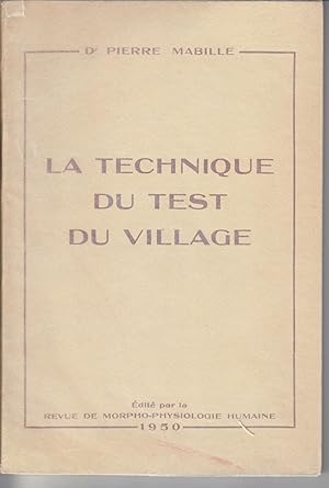 Image du vendeur pour La Technique Du Test Du Village mis en vente par Beasley Books, ABAA, ILAB, MWABA