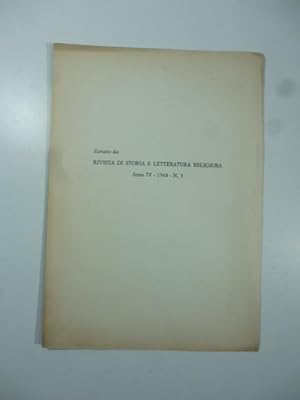 Bild des Verkufers fr Estratto da: Rivista di storia e letteratura religiosa. Anno IV - 1968 - N.3 zum Verkauf von Coenobium Libreria antiquaria