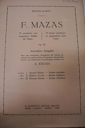 Imagen del vendedor de Violin-Etden op. 36, Nr. 1 - 57. 2 Partituren in einem Band (siehe Beschreibung). Schott Nr. 5051a, Ed. Peters 6517 a la venta por Antiquariat Bookfarm