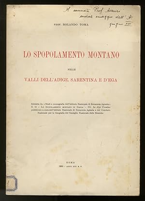 Lo spopolamento montano nelle Valli dell'Adige, Sarentina e d'Ega.