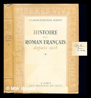 Seller image for Histoire du roman franais depuis 1918. Tome I for sale by MW Books Ltd.